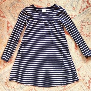 Hanna Andersson Navy and White Striped Jersey Dress 130 / 8 Years